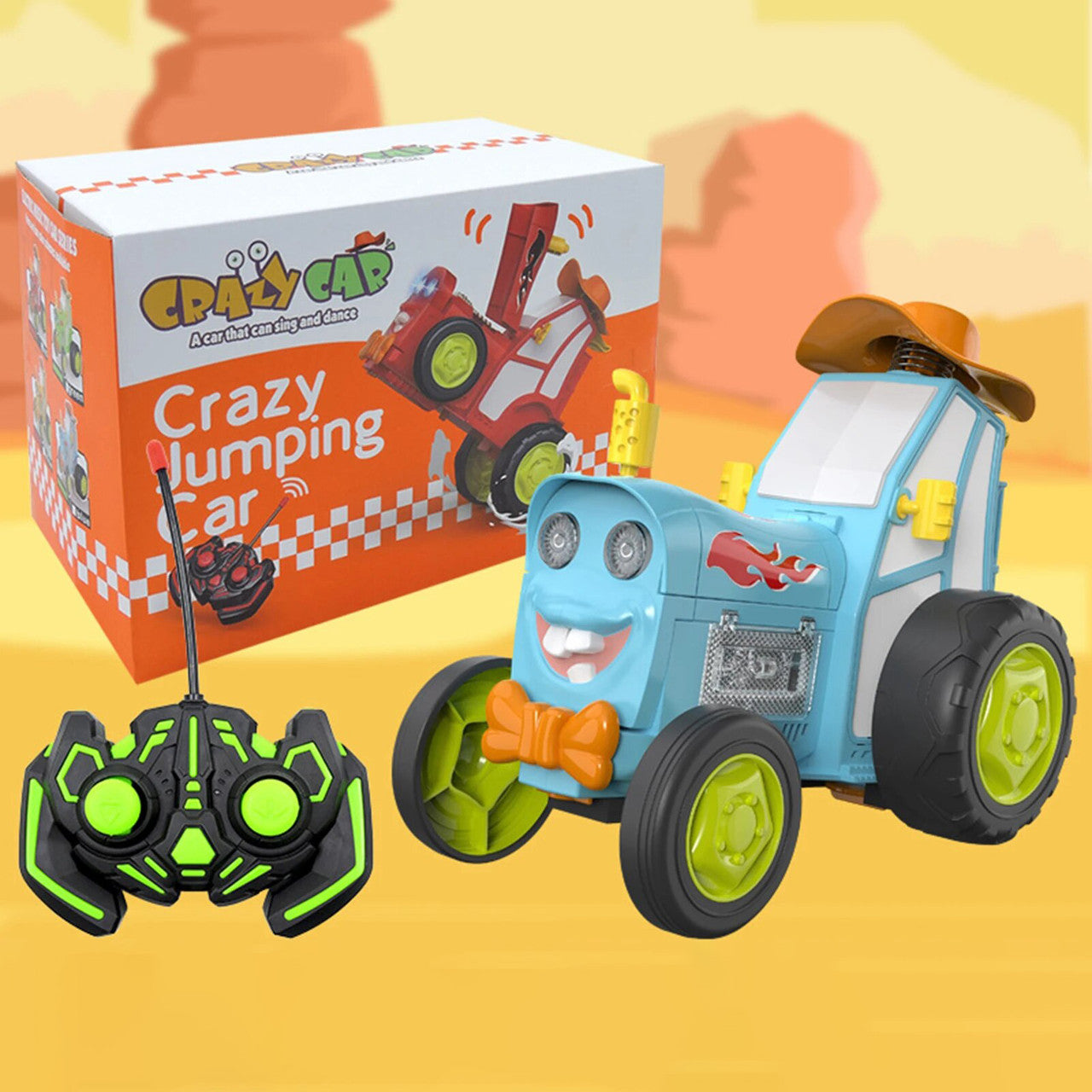 Трактор на радіокеруванні танцюючий стрибаючий зі звуковими ефектами "Crazy Jumping Car" блакитний