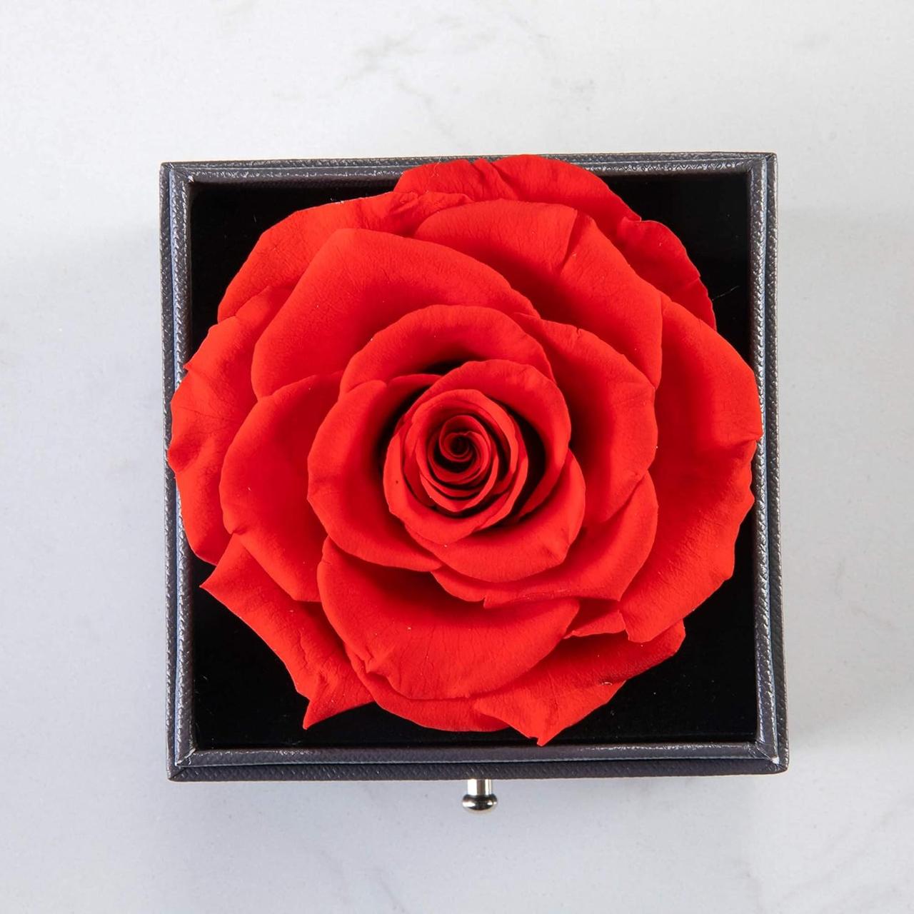 Стабілізована троянда в подарунковій коробці з кулоном