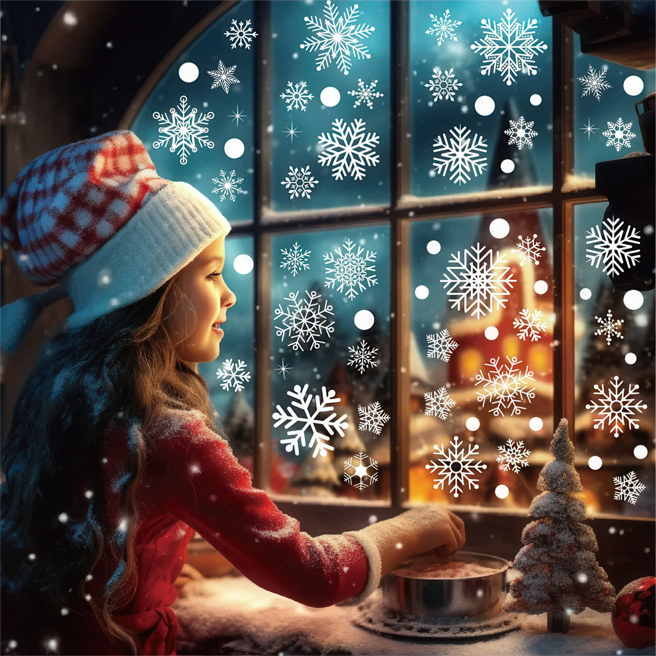 Різдвяні наклейки-сніжинки на вікна (197 шт., 6 аркушів)