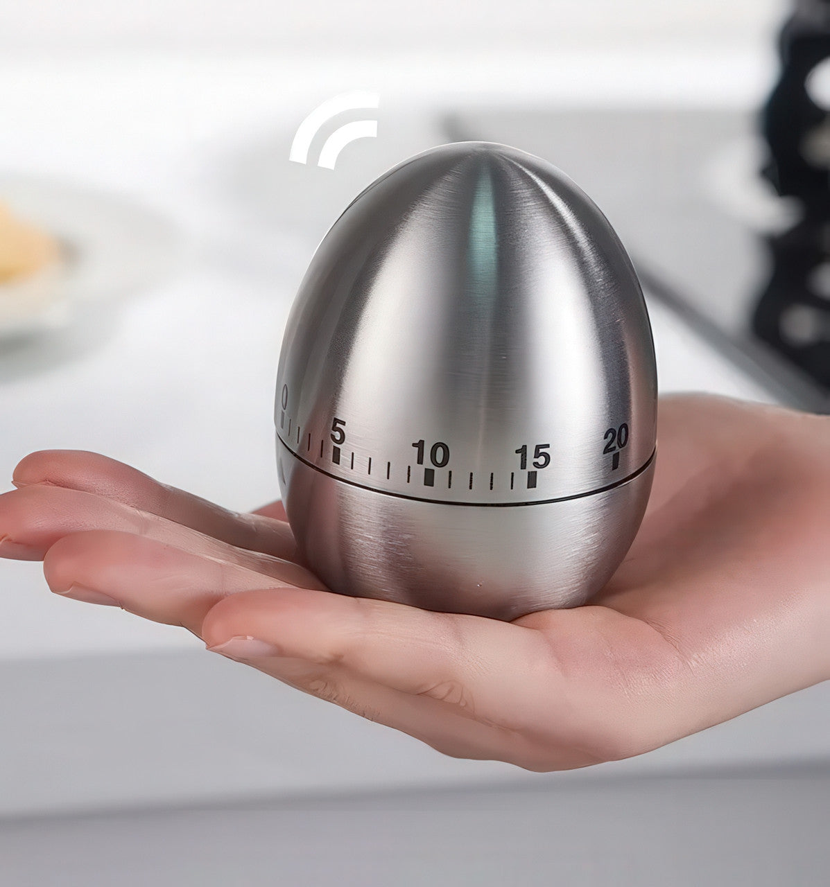 Кухонний механічний таймер у формі яйця, металевий корпус, 60 хвилин