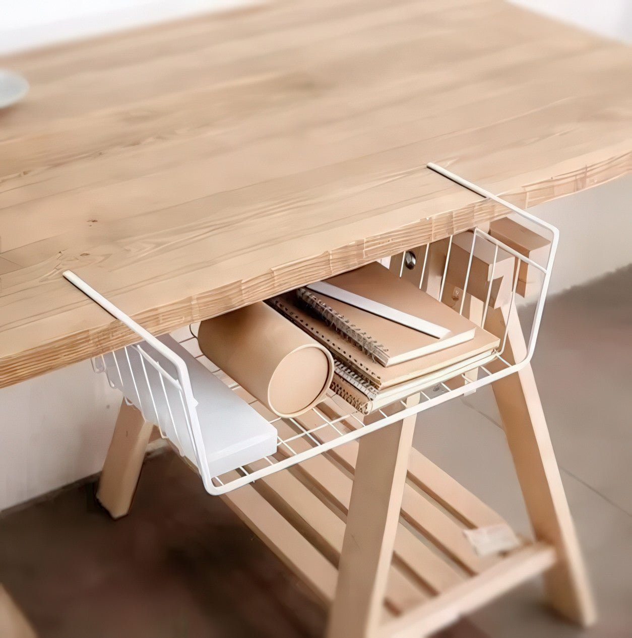 Підвісний металевий кошик-органайзер для зберігання речей 37×26×11 см, білий