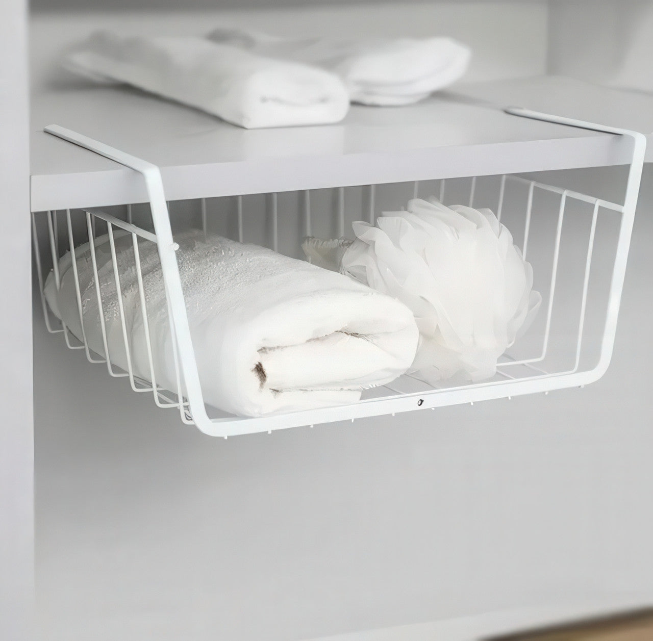 Підвісний металевий кошик-органайзер для зберігання речей 37×26×11 см, білий