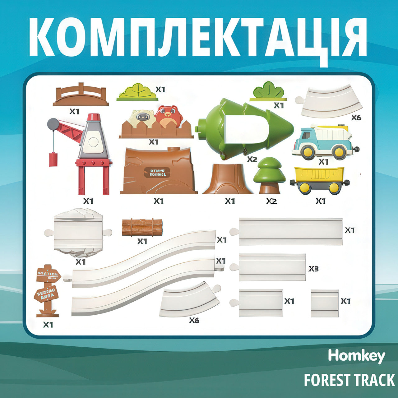 Ігровий набір залізниця Homkey FOREST TRACK (36 деталей, на батарейках)